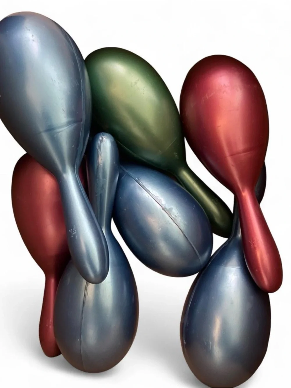 7 Plastic Metallic Party Maracas Blue, Green, and Red, 7 in